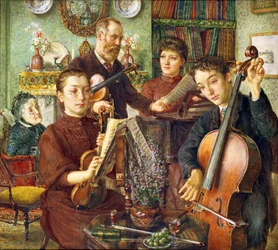 Scène de conversation familiale